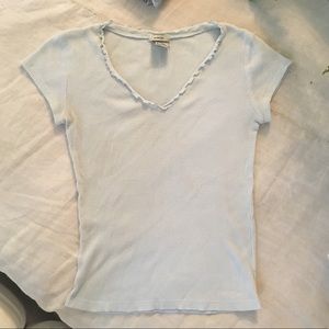 Lettuce-trimmed baby blue t shirt